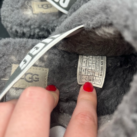 UGG Charcoal Fluffy Slides - Picture 6 of 11